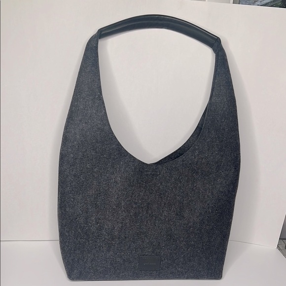 Graf Lantz Large Charcoal Gray Merino Felt Wool Raindrop Shoulder Tote Bag - Picture 2 of 14